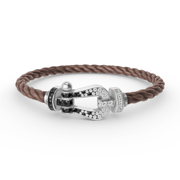 [BLUE TEARS]FORCE LARGE HORSESHOE BLACK WHITE DIAMOND BRACELET SILVER