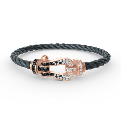 [BLUE TEARS]FORCE LARGE HORSESHOE BLACK WHITE DIAMOND BRACELET ROSE GOLD