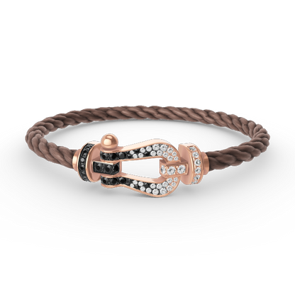 [BLUE TEARS]FORCE LARGE HORSESHOE BLACK WHITE DIAMOND BRACELET ROSE GOLD