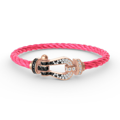 [BLUE TEARS]FORCE LARGE HORSESHOE BLACK WHITE DIAMOND BRACELET ROSE GOLD