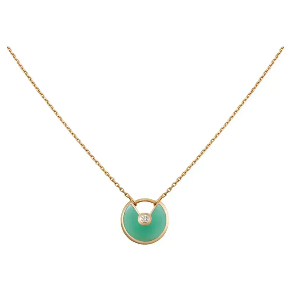 [BLAUE TRÄNEN]AMULETT GOLD MALACHIT HALSKETTE