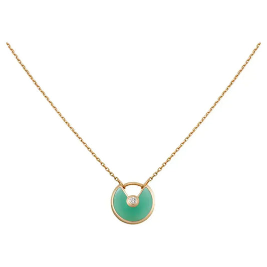 [BLAUE TRÄNEN]AMULETT GOLD MALACHIT HALSKETTE