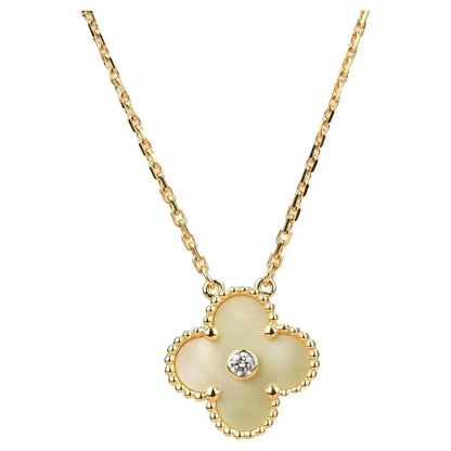 [BLAUE TRÄNEN]CLOVER 15MM DIAMANT GOLD PERLMUTT HALSKETTE