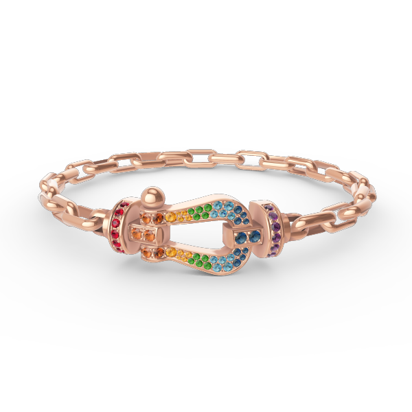 [BLAUE TRÄNEN]FORCE GROSSES METALLARMBAND MIT HUFEISENVERSCHLUSS