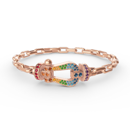 [BLAUE TRÄNEN]FORCE GROSSES METALLARMBAND MIT HUFEISENVERSCHLUSS