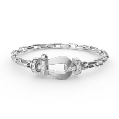 [BLAUE TRÄNEN]FORCE GROSSES METALLARMBAND MIT HUFEISENVERSCHLUSS