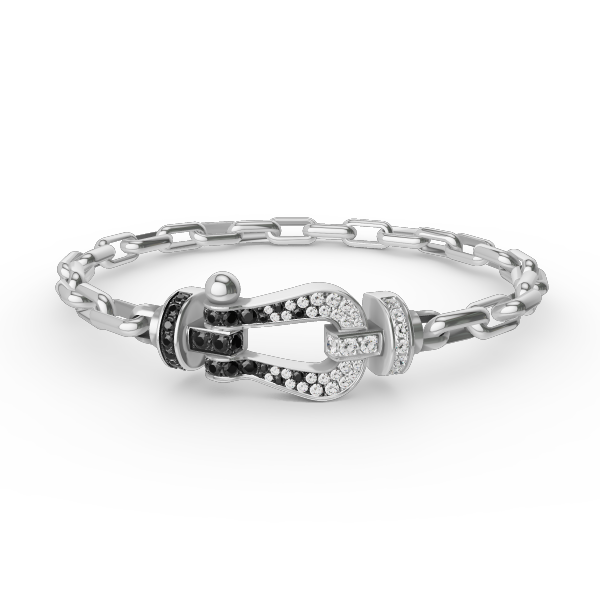 [BLAUE TRÄNEN]FORCE GROSSES METALLARMBAND MIT HUFEISENVERSCHLUSS