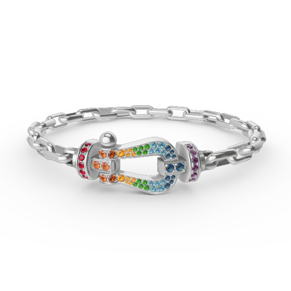 [BLAUE TRÄNEN]FORCE GROSSES METALLARMBAND MIT HUFEISENVERSCHLUSS