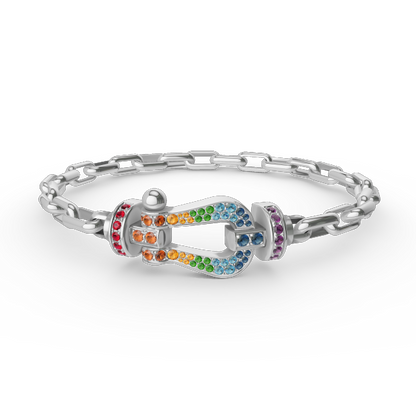 [BLAUE TRÄNEN]FORCE GROSSES METALLARMBAND MIT HUFEISENVERSCHLUSS