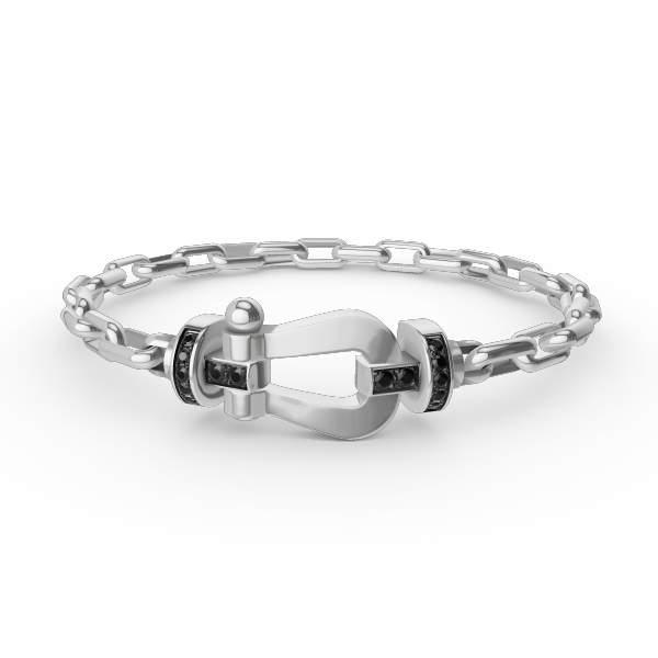 [BLAUE TRÄNEN]FORCE GROSSES METALLARMBAND MIT HUFEISENVERSCHLUSS