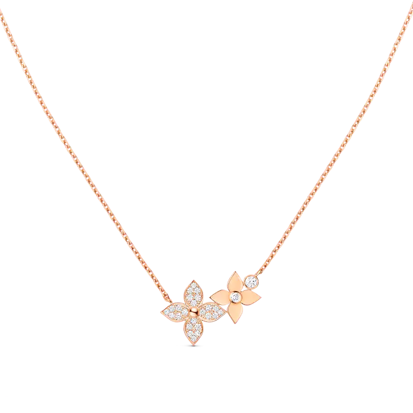 [BLAUE TRÄNEN]STAR BLOSSOM HALSKETTE ROTGOLD DIAMANTEN