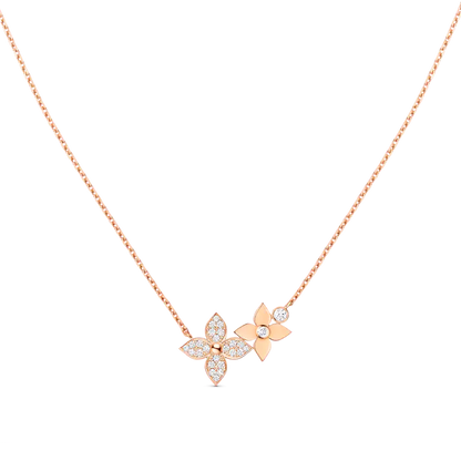 [BLAUE TRÄNEN]STAR BLOSSOM HALSKETTE ROTGOLD DIAMANTEN