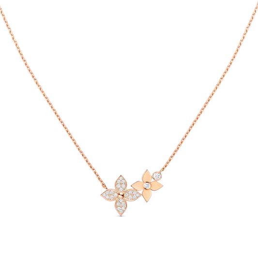 [BLAUE TRÄNEN]STAR BLOSSOM HALSKETTE ROTGOLD DIAMANTEN