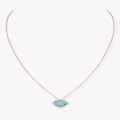 [Blue Tears Jewelry]Lucky Eye Diamond Necklace in Rose Gold and Turquoise