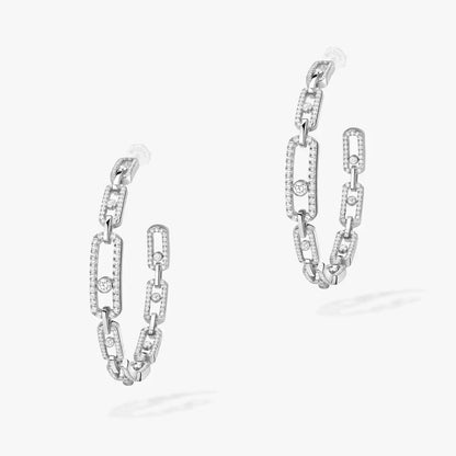 [[Blue Tears Jewelry]Move Link Diamond Hoop Earrings