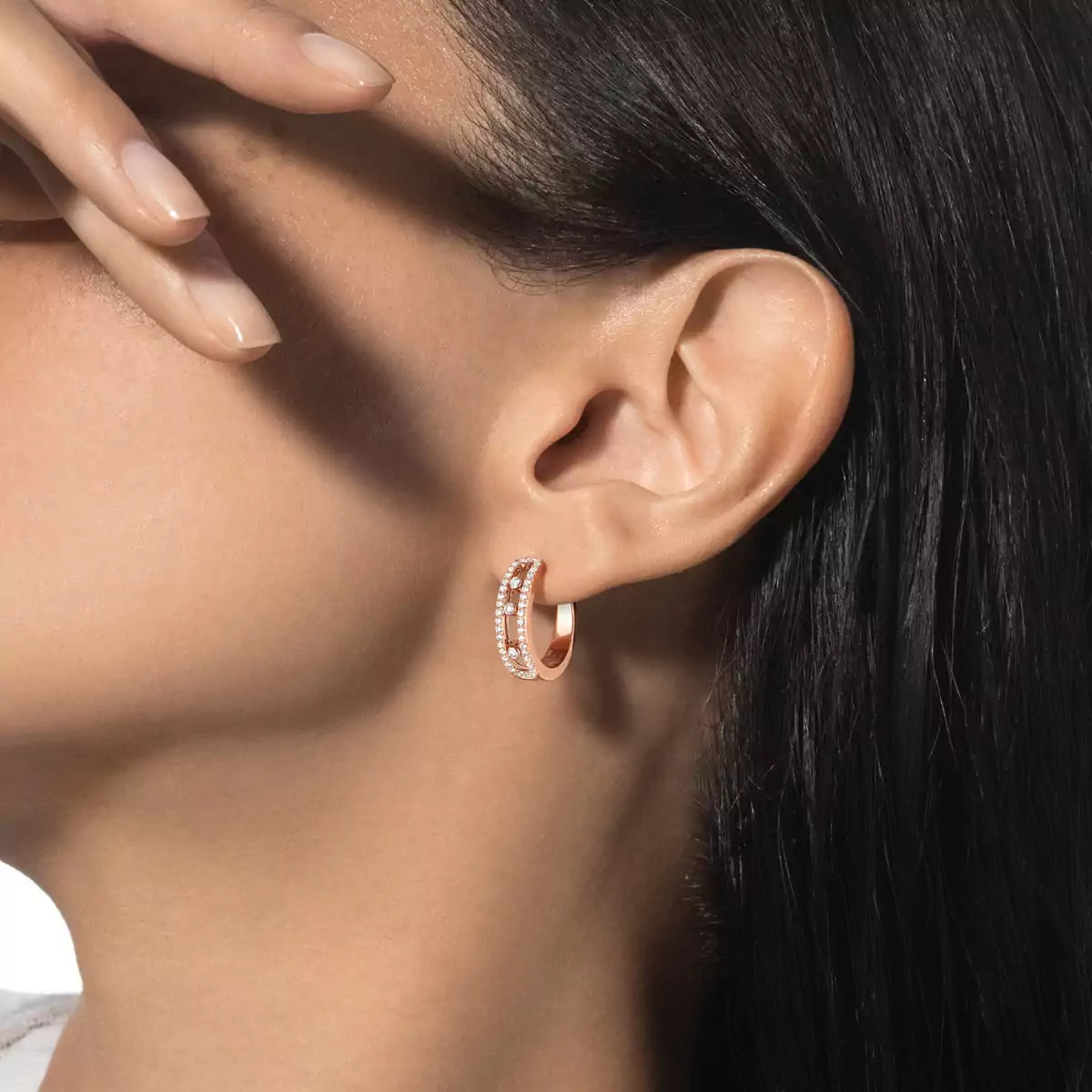 [Blue Tears Jewelry]Diamond Pave_ Hoop Earrings Move