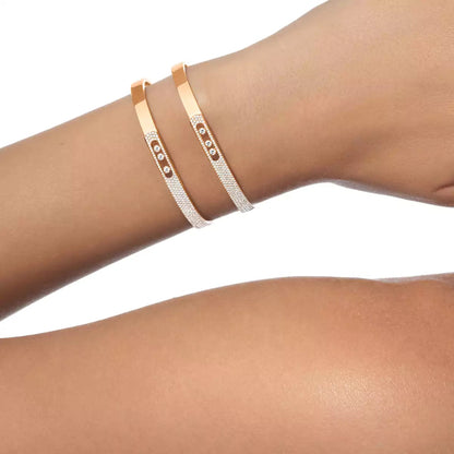 [Blue Tears Jewelry]Move Noa Rose Gold Pavé Diamond Bangle Bracelet
