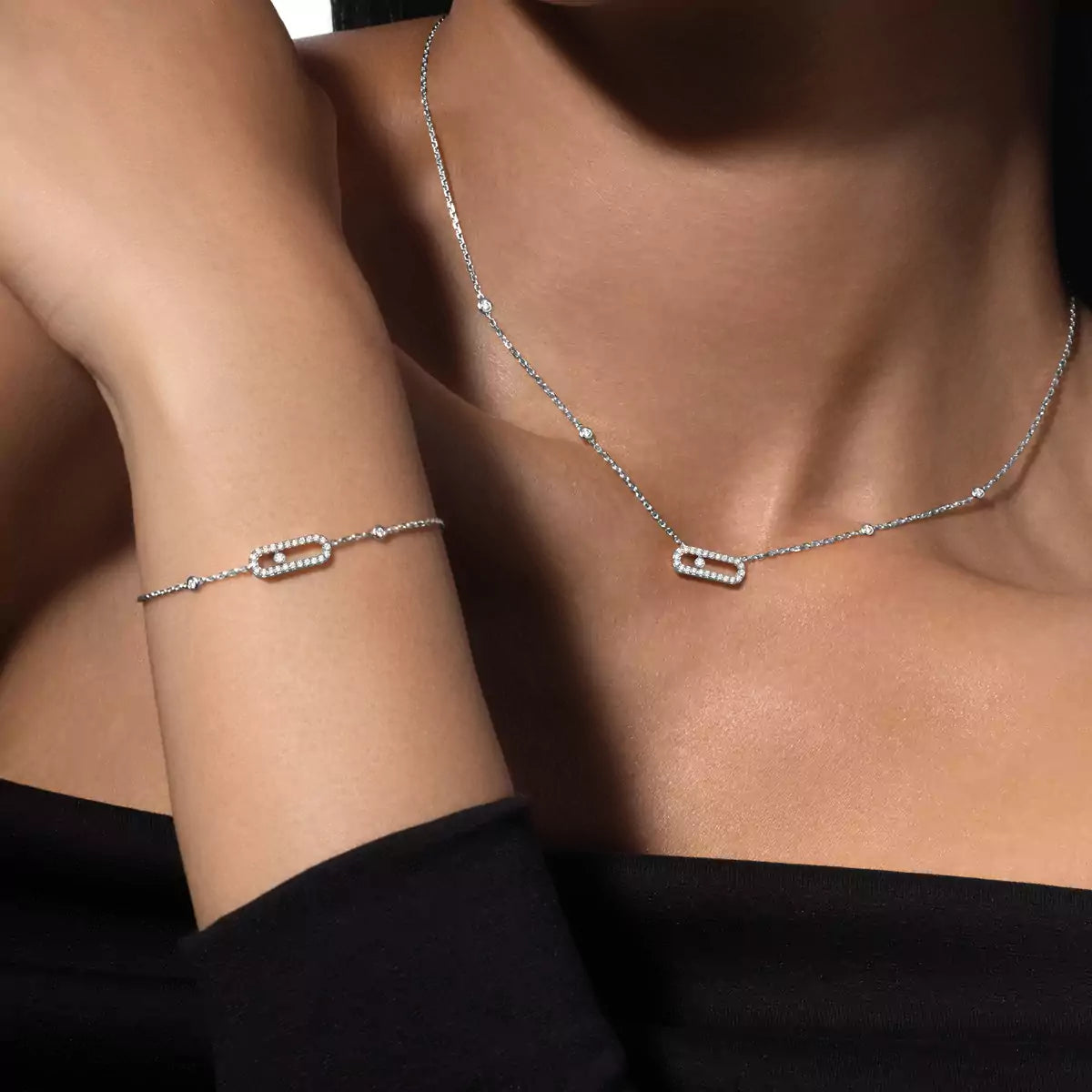 [Blue Tears Jewelry]Diamond Necklace Move Uno
