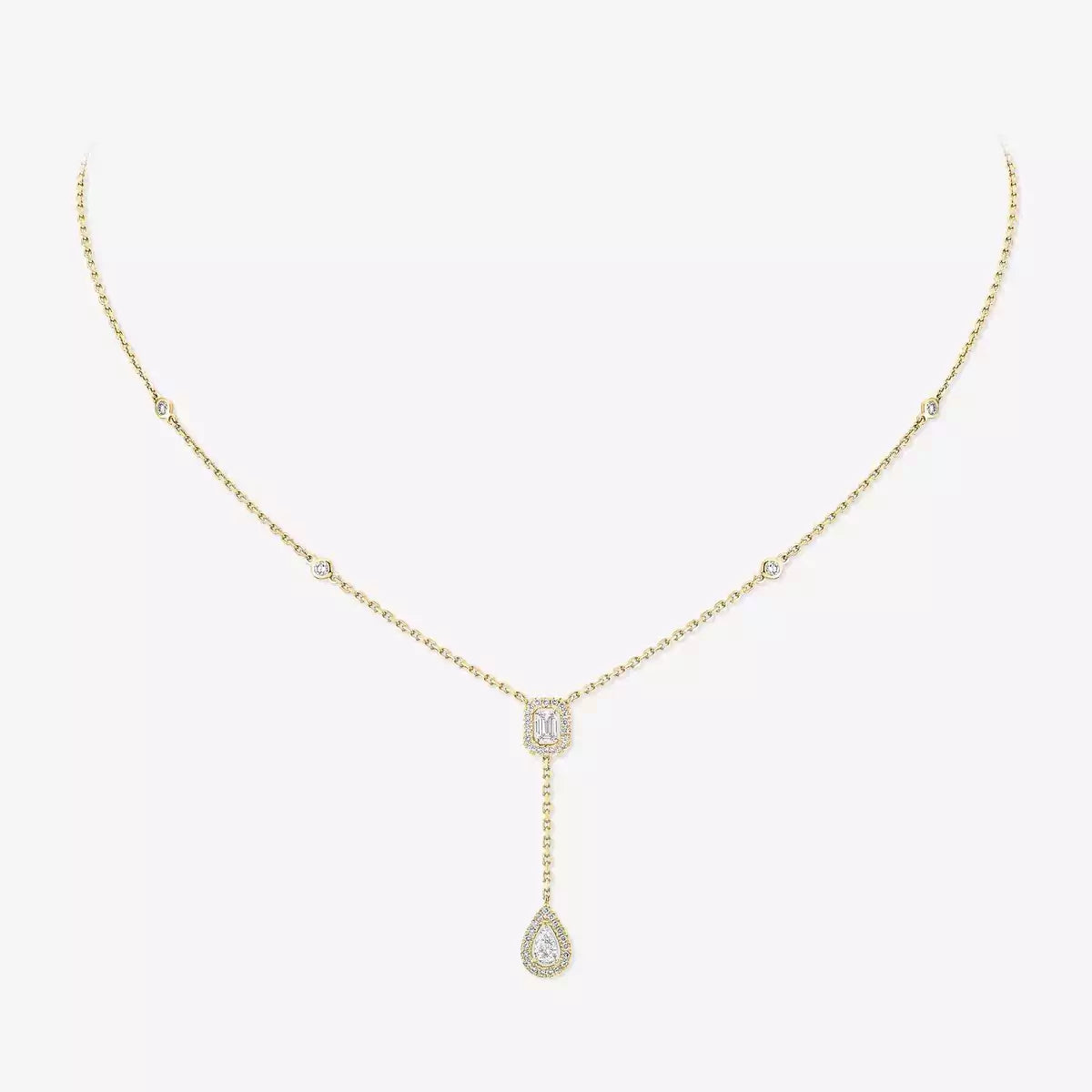 [Blue Tears Jewelry]Gold Diamond Tie Necklace