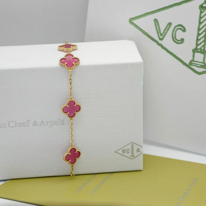 [Blue Tears Jewelry]NEW CLOVER 5 MOTIFS PINK ENAMEL BRACELET