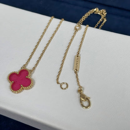 [Blue Tears Jewelry] NEW CLOVER 15MM PINK ENAMEL NECKLACE