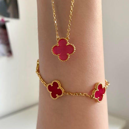 [Blue Tears Jewelry] NEW CLOVER 15MM PINK ENAMEL NECKLACE