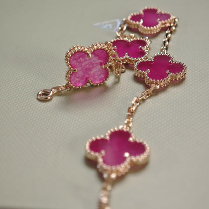 [Blue Tears Jewelry]NEW CLOVER 5 MOTIFS PINK ENAMEL BRACELET