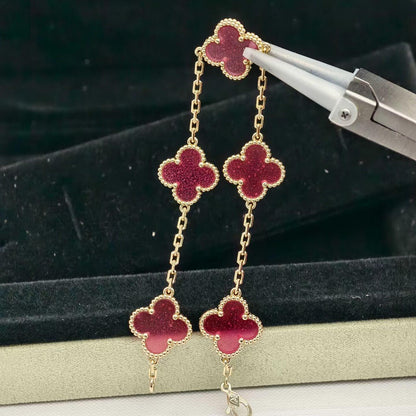 [Blue Tears Jewelry]NEW CLOVER 5 MOTIFS PINK ENAMEL BRACELET