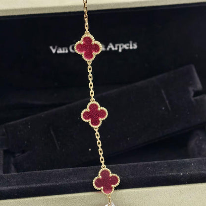 [Blue Tears Jewelry]NEW CLOVER 5 MOTIFS PINK ENAMEL BRACELET