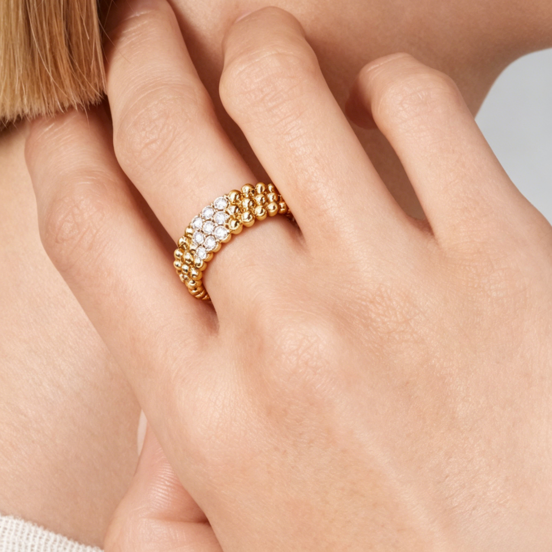 [Blue Tears Jewelry] THREE-ROW DIAMOND RING