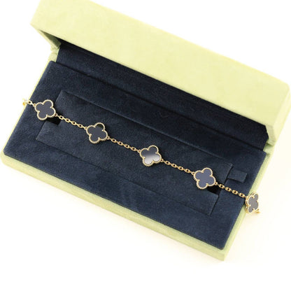 [BLAUE TRÄNEN]KLEE 5 MOTIVE SCHWARZES ONYXARMBAND 