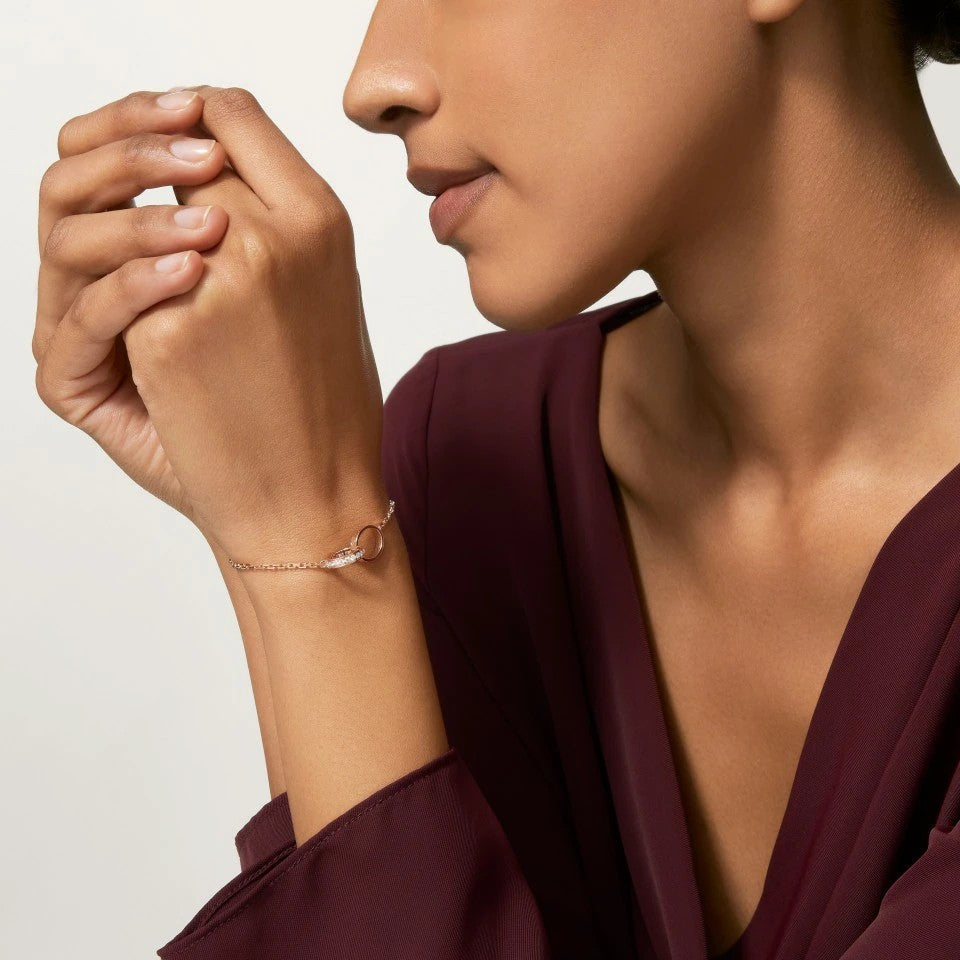 [Blue Tears Jewelry]LOVE DOUBLE RING HALF DIAMOND BRACELET