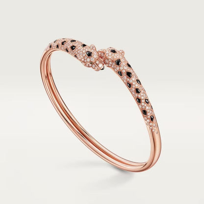 [Blue Tears Jewelry]PANTHERE DOUBLE HEADED HALF DIAMOND OPEN BRACELET