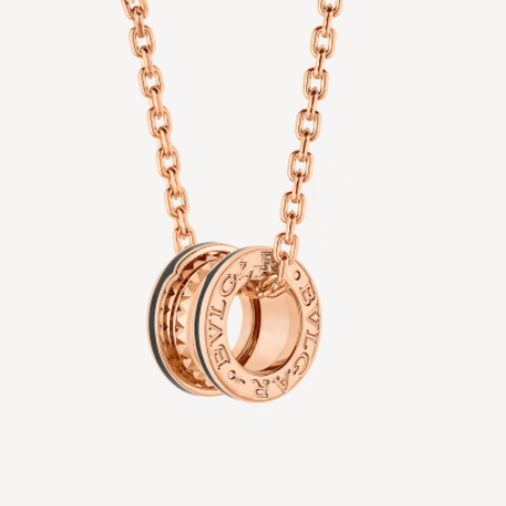 [BLAUE TRÄNEN] ZERO 1 ROCK ANHÄNGER ROSA GOLD SCHWARZ HALSKETTE