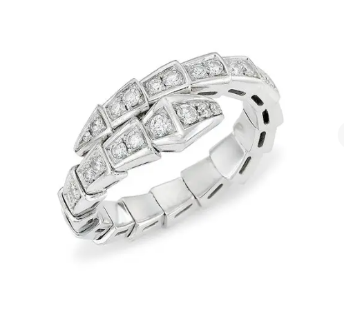 [BLAUE TRÄNEN]SERPENTI RING SILBER DIAMANT GEPAART 4MM