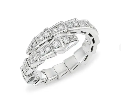 [BLAUE TRÄNEN]SERPENTI RING SILBER DIAMANT GEPAART 4MM