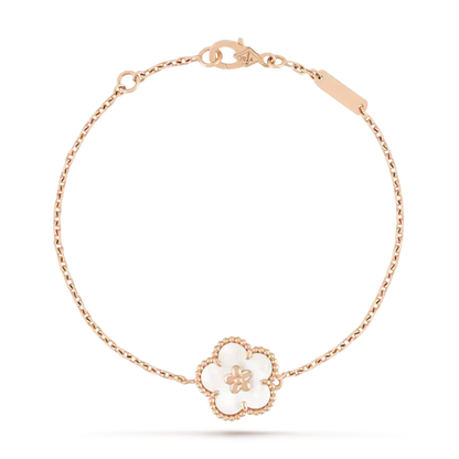 [BLAUE TRÄNEN] GLÜCKLICHES WEISSES PFLAUMENBLÜTENARMBAND