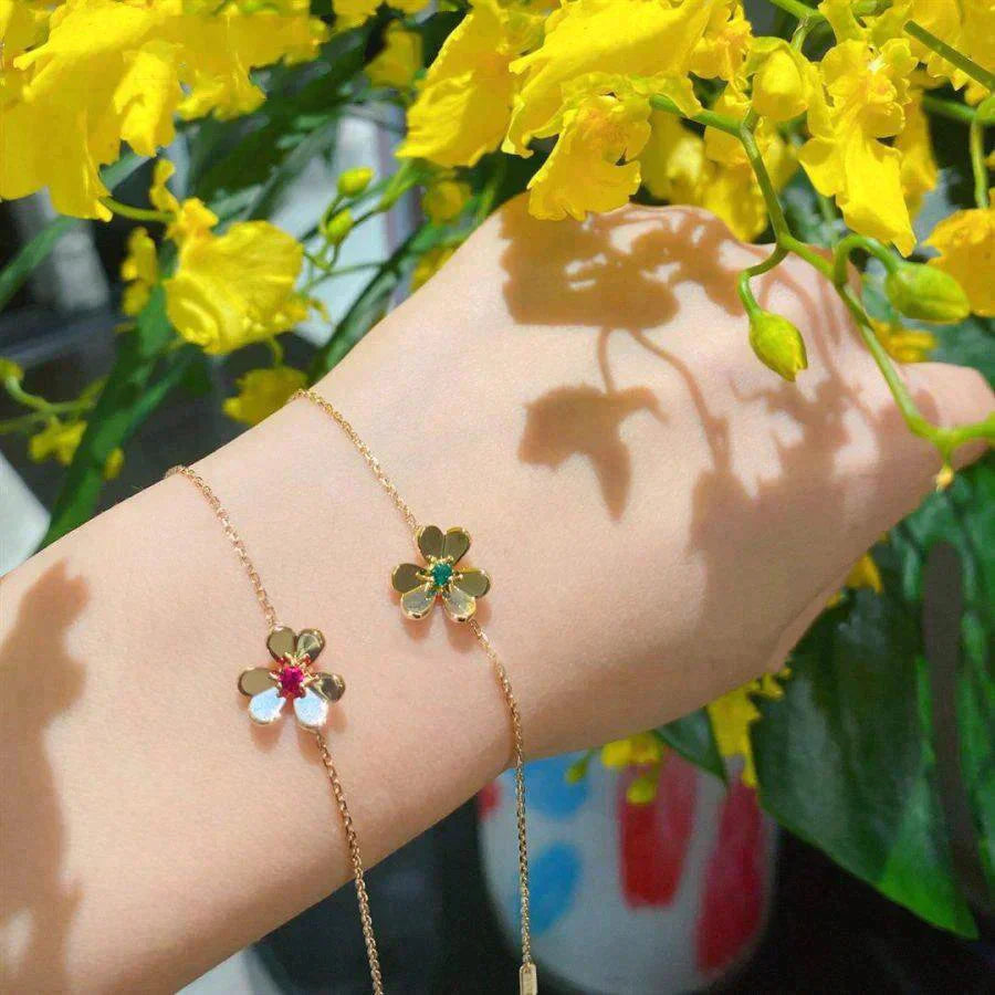 [BLUE TEARS]FRIVOLE GOLD FLOWER PINK MALACHITE BRACELET