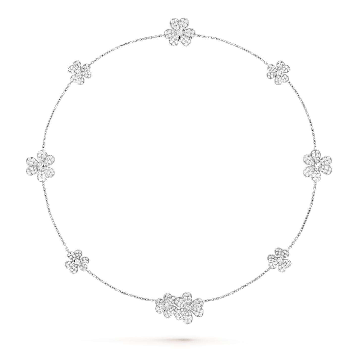 [BLAUE TRÄNEN]FRIVOLE SILBERNE HALSKETTE MIT 9 BLUMEN
