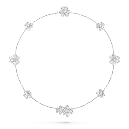 [BLAUE TRÄNEN]FRIVOLE SILBERNE HALSKETTE MIT 9 BLUMEN