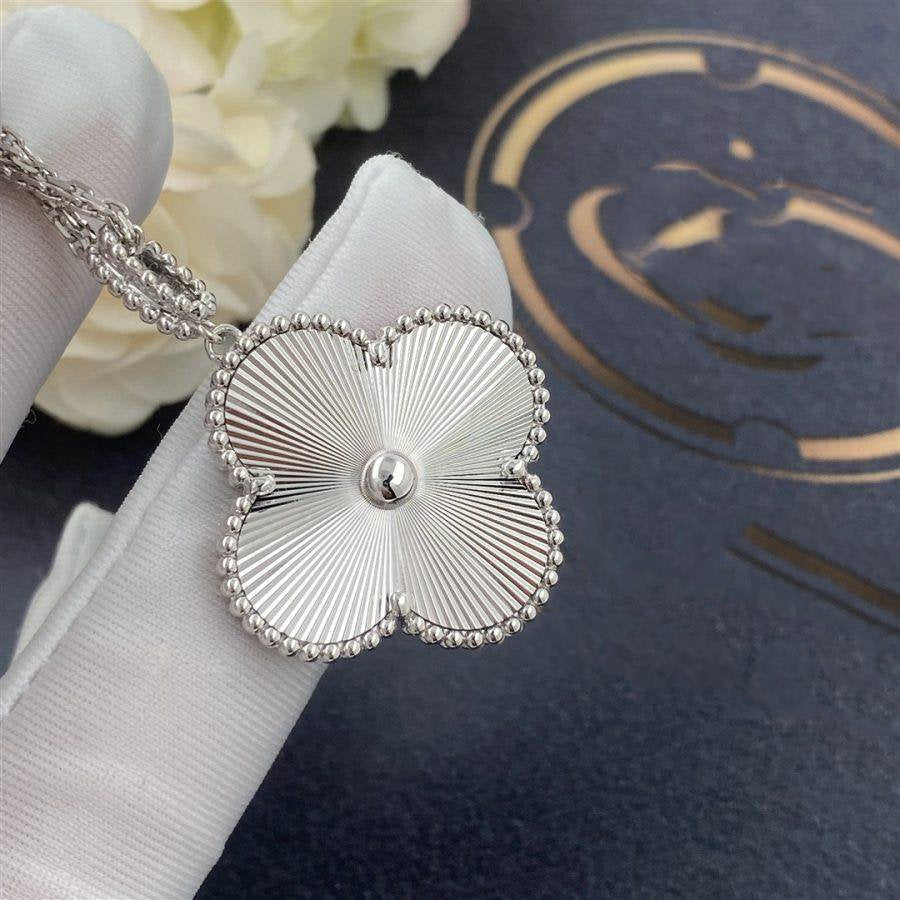 [BLAUE TRÄNEN]CLOVER 25MM SILBER GROSSE KLEEKETTE