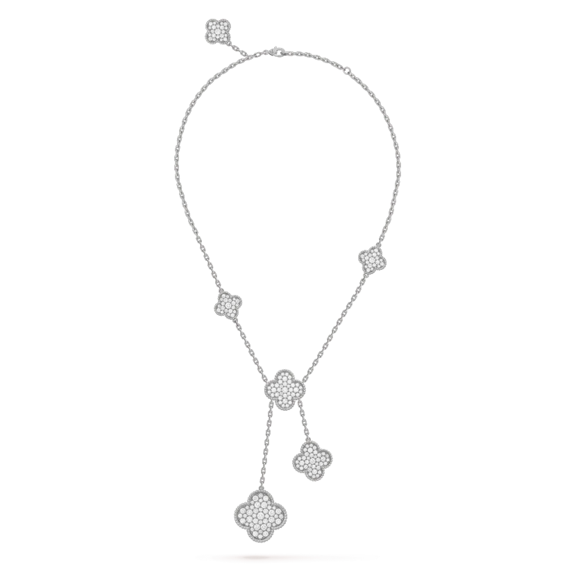 [BLAUE TRÄNEN]KLEE 5 MOTIVE SILBER DIAMANTEN HALSKETTE