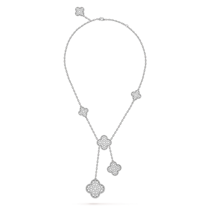 [BLAUE TRÄNEN]KLEE 5 MOTIVE SILBER DIAMANTEN HALSKETTE