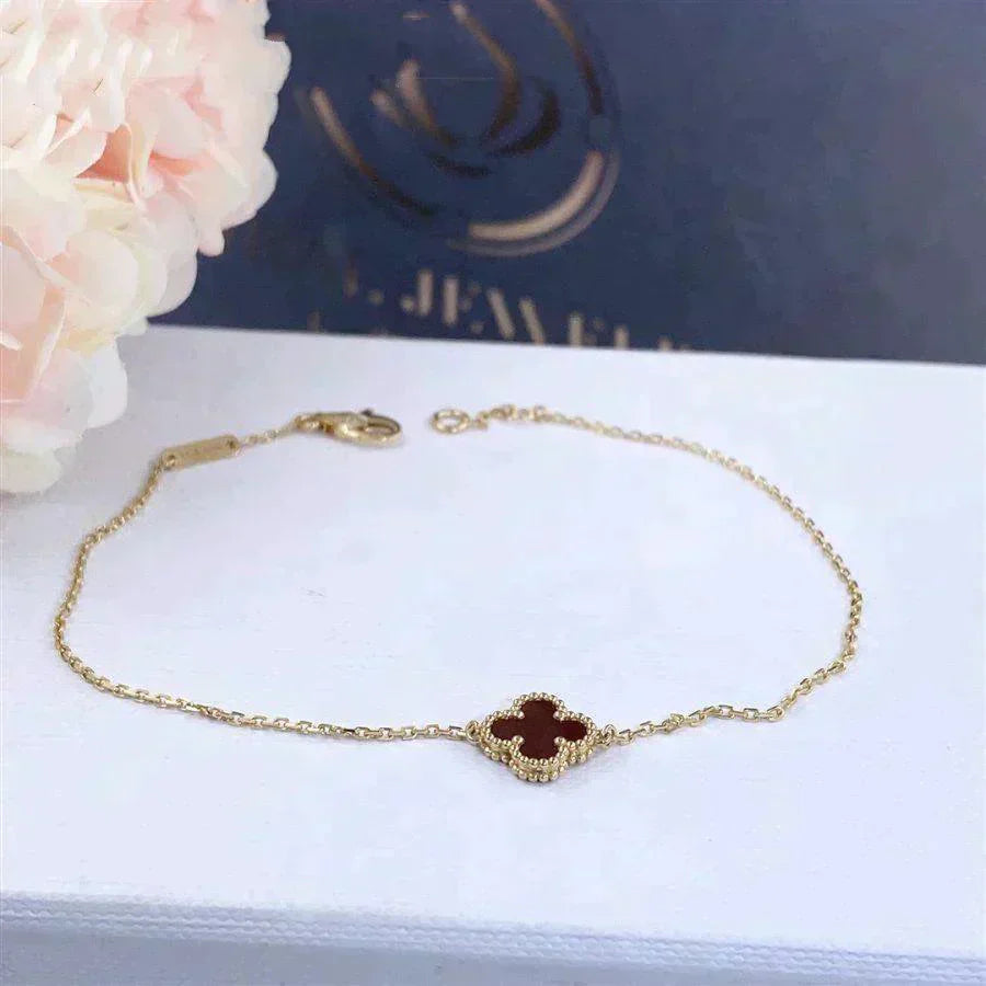[BLUE TEARS]CLOVER  CARNELIAN SINGLE FLOWER BRACELET