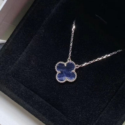[BLAUE TRÄNEN]CLOVER 15MM PIETERSIT HALSKETTE SILBER