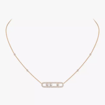 [Blue Tears Jewelry] Move Pave_ Rose Gold Diamond Necklace