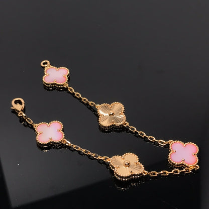 [ブルーティアーズ]クローバーブレスレット 5モチーフ ピンク＆ピンクゴールド
