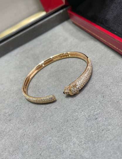 [BLUE TEARS] PANTHERE OFFENES ARMBAND MIT VOLLEN DIAMANTEN