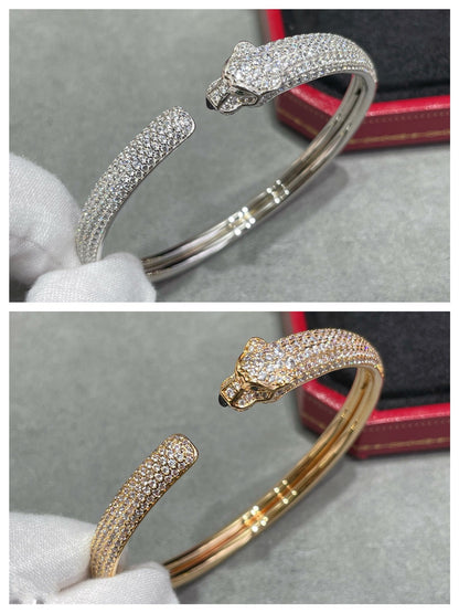 [BLUE TEARS] PANTHERE OFFENES ARMBAND MIT VOLLEN DIAMANTEN