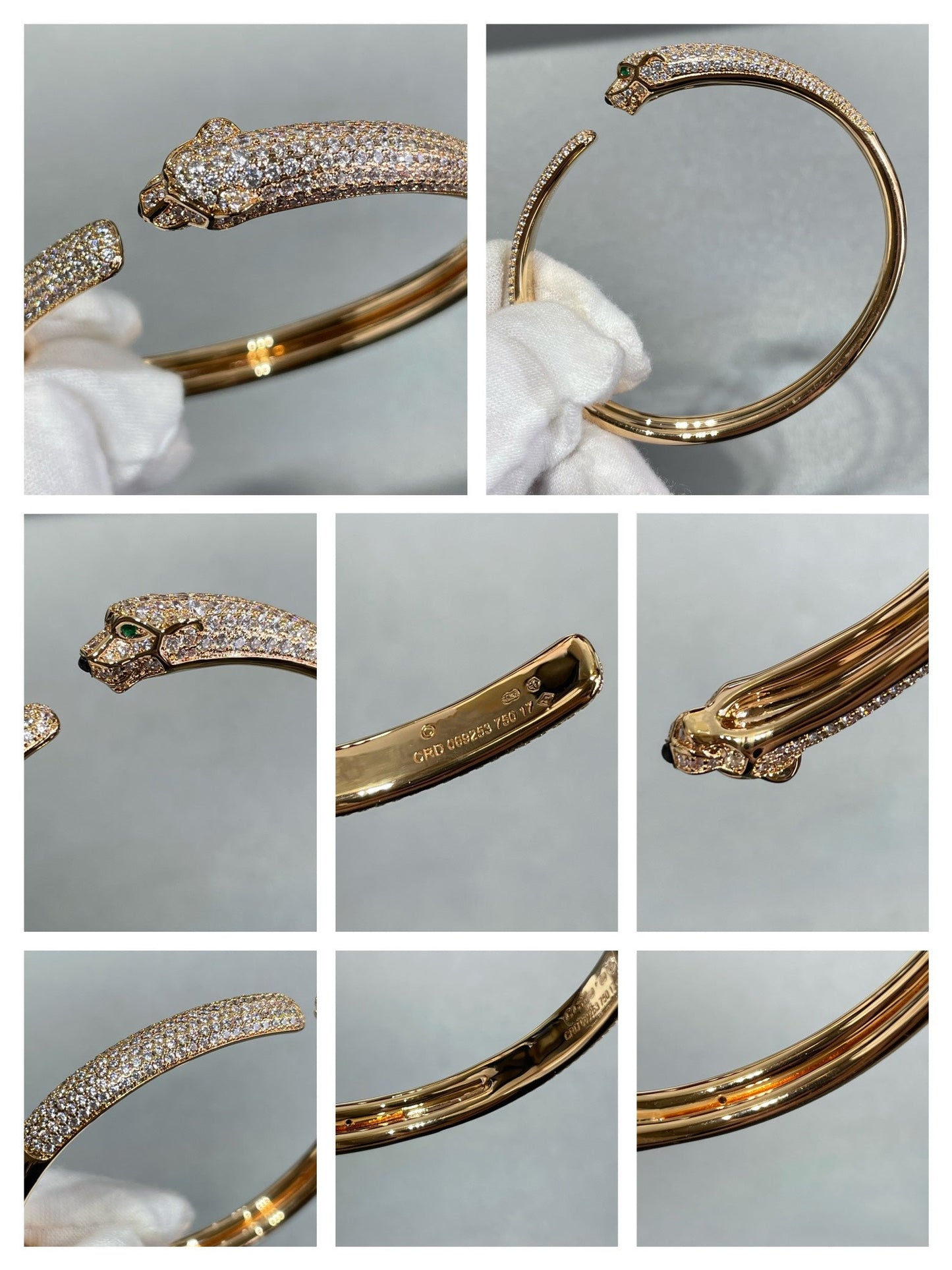 [BLUE TEARS] PANTHERE OFFENES ARMBAND MIT VOLLEN DIAMANTEN